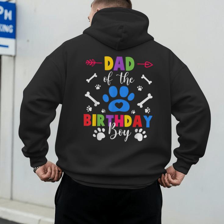 Dad And Mom Of The Birthday Boy Dog Paw Family Matching Men's Hoodie Back Print