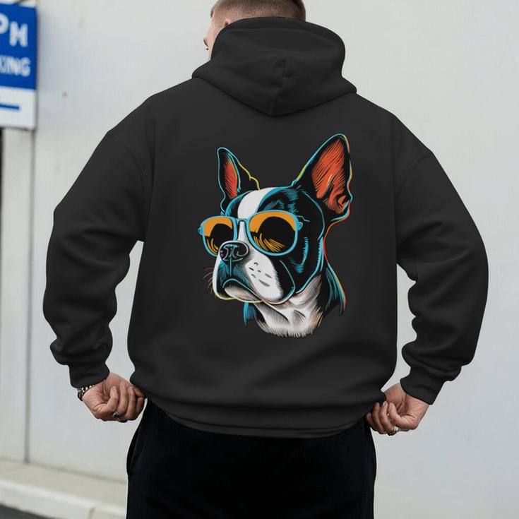 Dad Mom Cool Dog Sunglasses Boston Terrier Men's Hoodie Back Print Dad Mom Cool Dog Sunglasses Boston Terrier Men's Hoodie Back Print