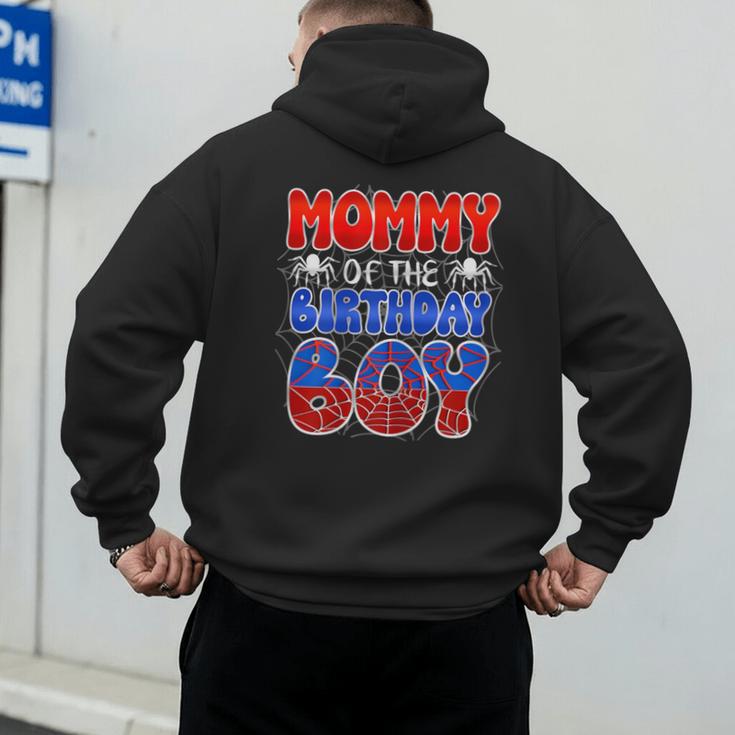 Dad And Mom Mommy Birthday Boy Spider Family Matching Men's Hoodie Back Print