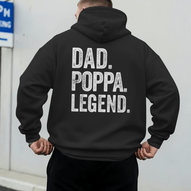 Dad Poppa Legend Vintage Distressed Bold Poppa Graphic Men's Hoodie Back Print