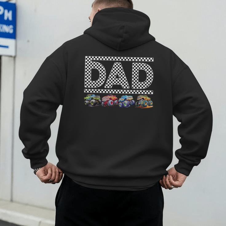 Dad Retro Monster Truck Family Crew Birthday Matching Family Men's Hoodie Back Print