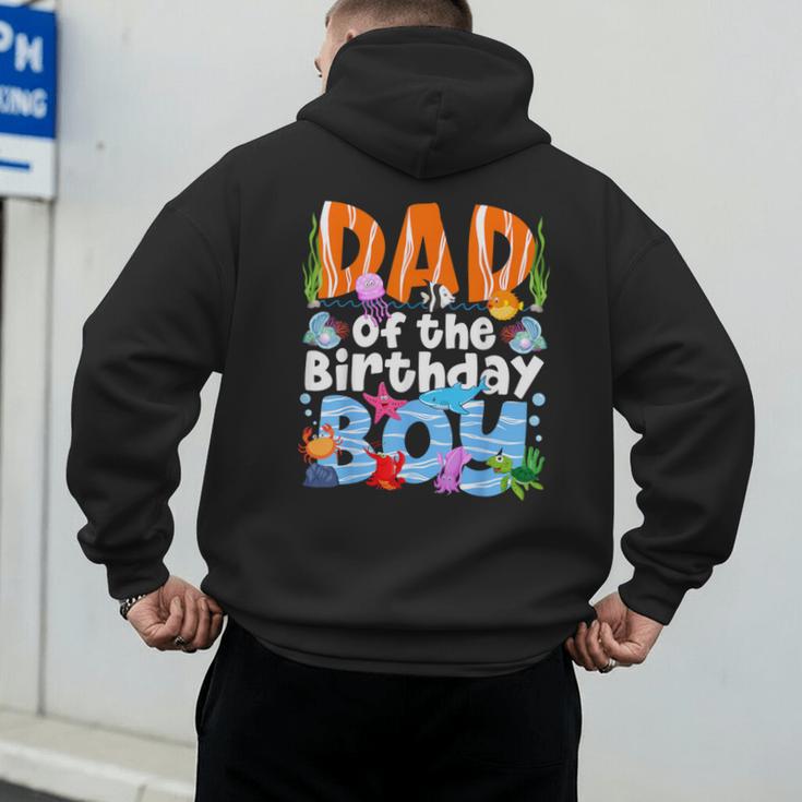 Dad Under Sea Birthday Party Boys Ocean Sea Animals Themed Men's Hoodie Back Print