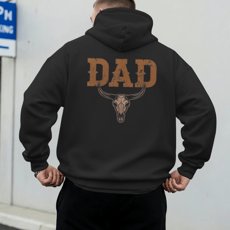 Dad Skull Fathers Day Shirt Western Rodeo Family Matching Men's Hoodie Back Print