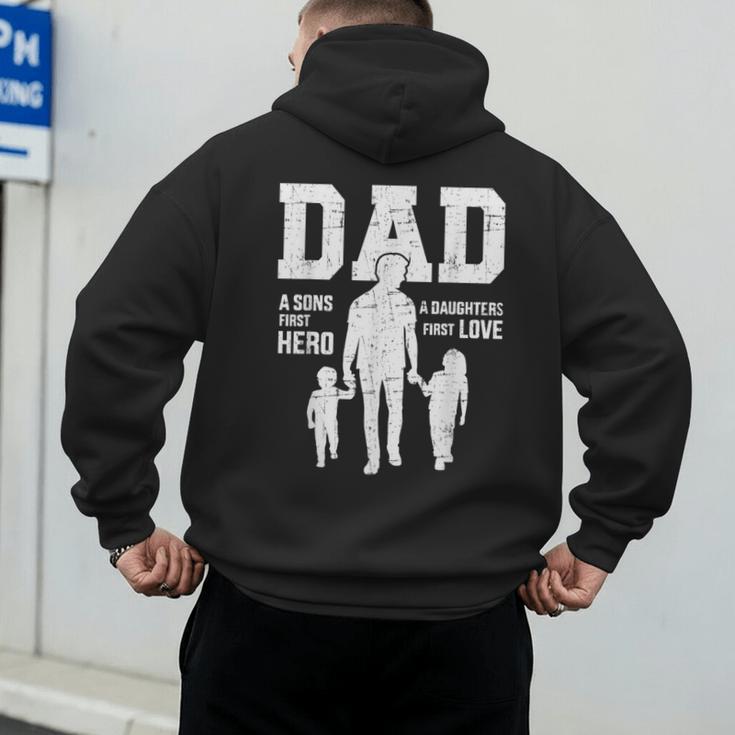 Dad Sons First Hero Daughter Love For Father's Day Men's Hoodie Back Print