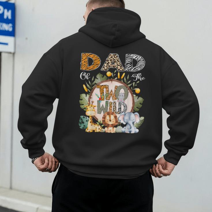 Dad Of The Two Wild Animal Safari 2Nd Birthday Party Men's Hoodie Back Print