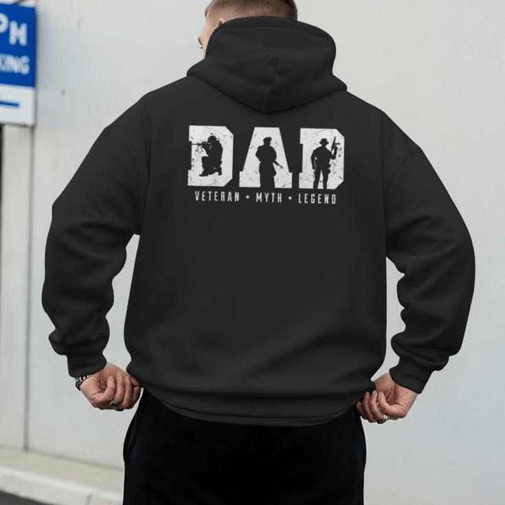 Dad Veteran Myth Legend Dad Military Father Men's Hoodie Back Print