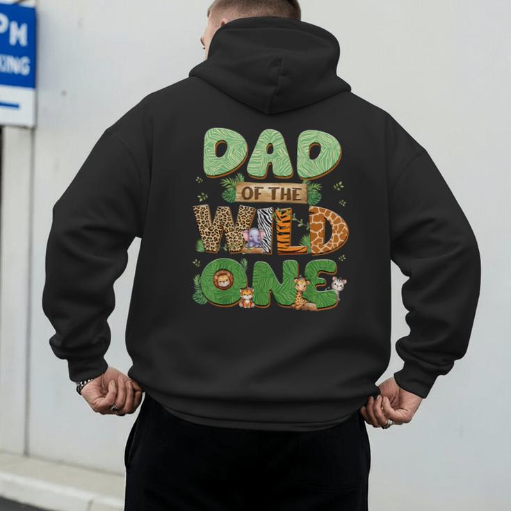 Dad Of The Wild One Birthday Family Matching Party Decor Men's Hoodie Back Print