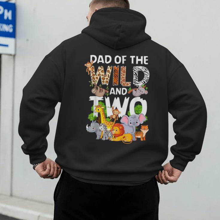 Dad Of The Wild Two Zoo 2nd Birthday Safari Jungle Animal Men's Hoodie Back Print