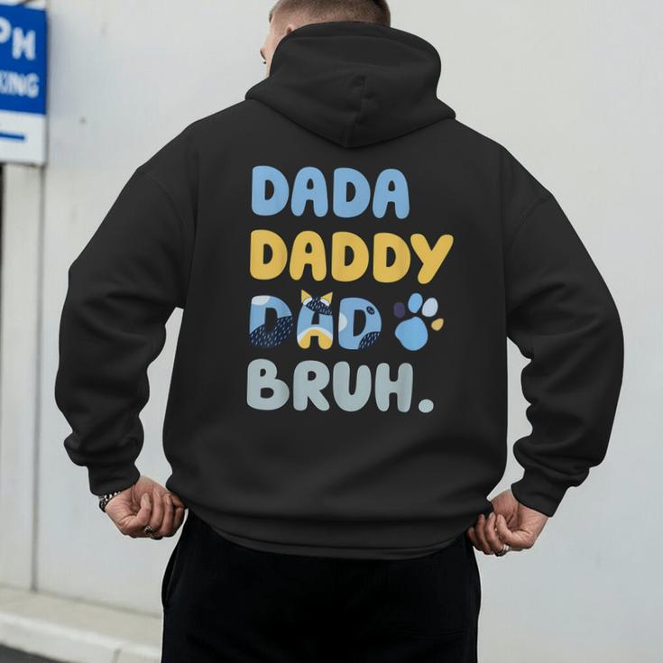 Dada Daddy Dad Bruh Fathers Day Blue Dog Men's Hoodie Back Print