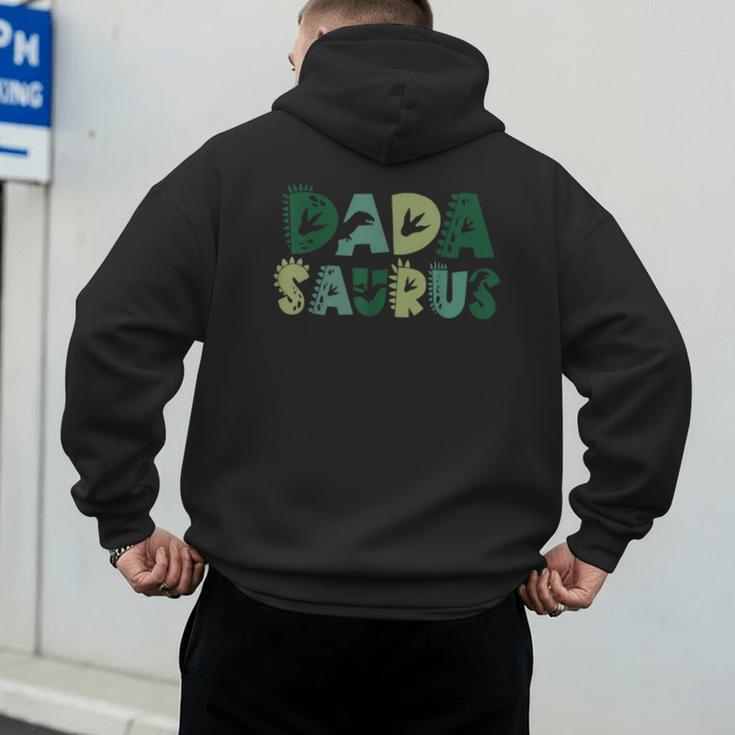 Dada Saurus Dad Dinosaur Three Rex Birthday Boy Girl Family Men's Hoodie Back Print