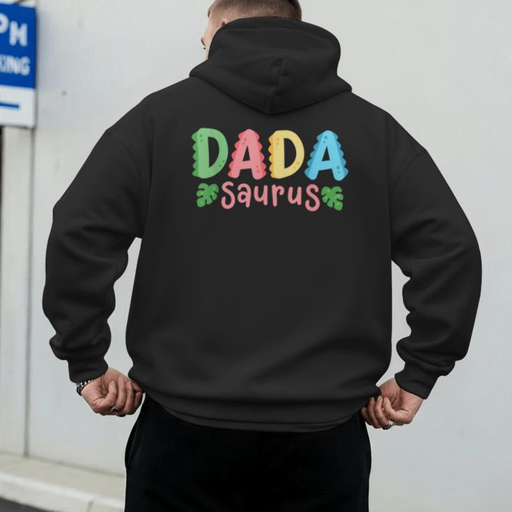 Dada Saurus Kids Dinosaur Birthday Party Family Matching Men's Hoodie Back Print