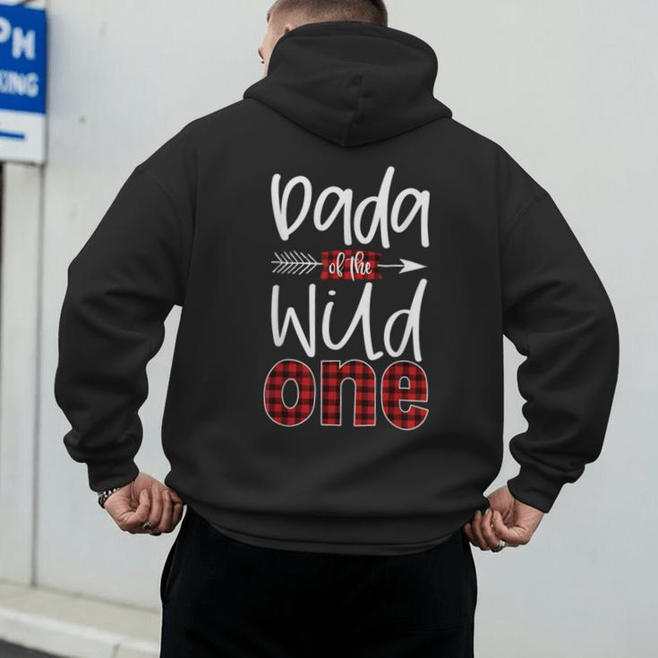 Dada Of The Wild One Buffalo Plaid Lumberjack 1st Birthday Men's Hoodie Back Print