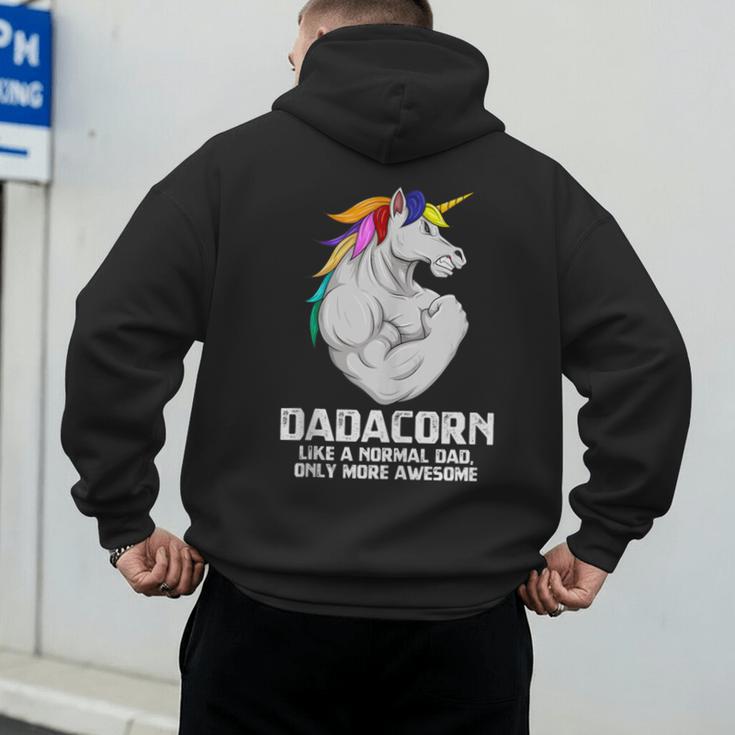 Dadacorn Muscle Dad Unicorn Fathers Day Men's Hoodie Back Print