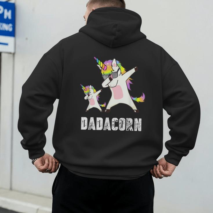 Dadacorn Shirt Unicorn Dad And Baby Best Father Men's Hoodie Back Print