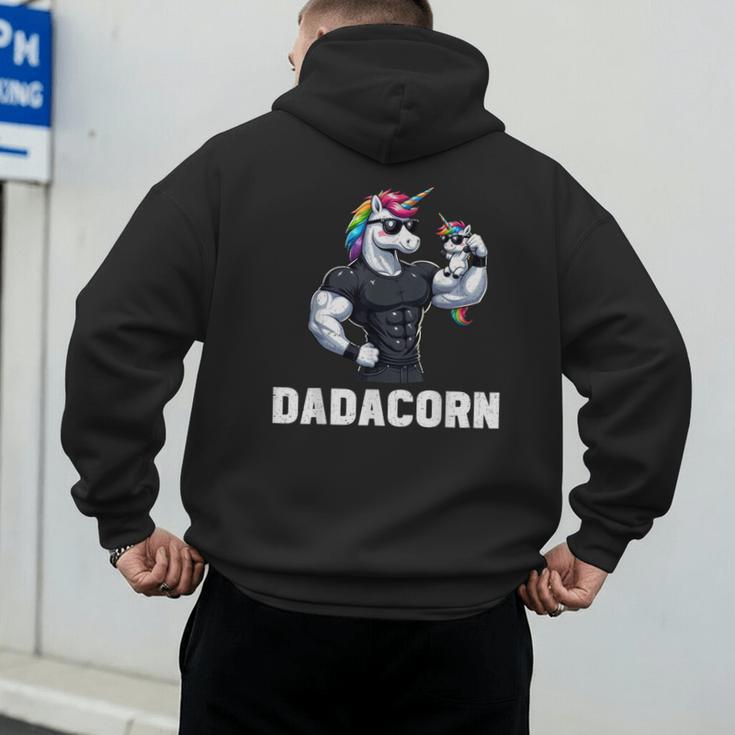 Dadacorn Unicorn Dad Papa Father's Day Daughter Men's Hoodie Back Print