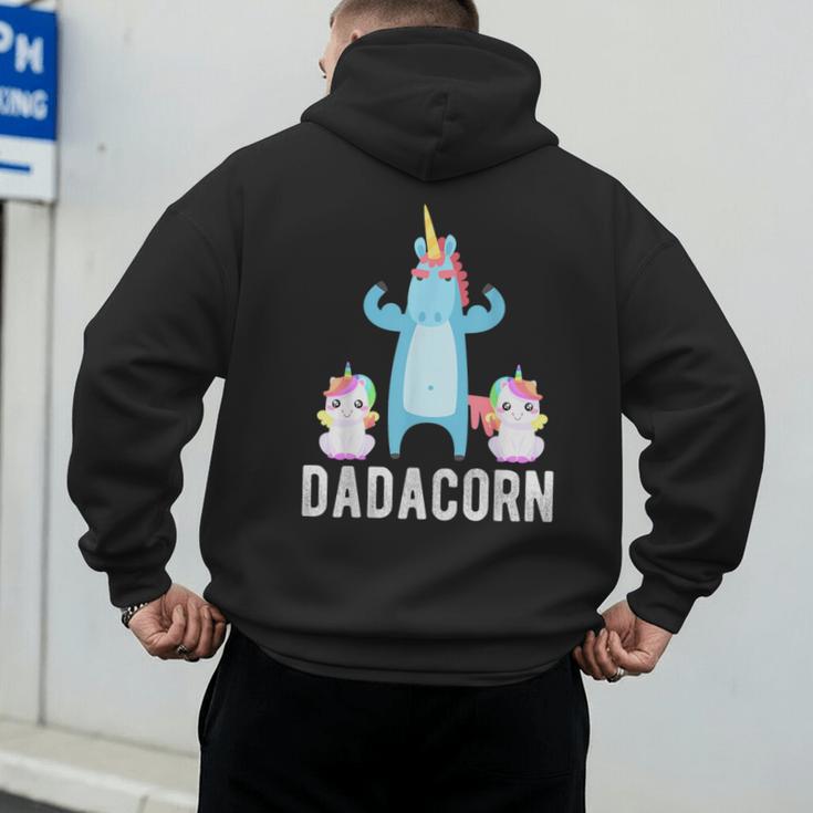 Dadacorn Unicorn Lover Tee For Papa Dad And Kid Men's Hoodie Back Print