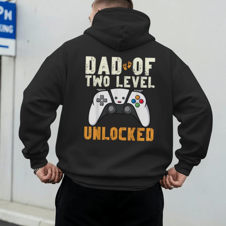 Daddy Again Leveled Up To Dad Of 2 Gamer Dad Level Unlocked Men's Hoodie Back Print