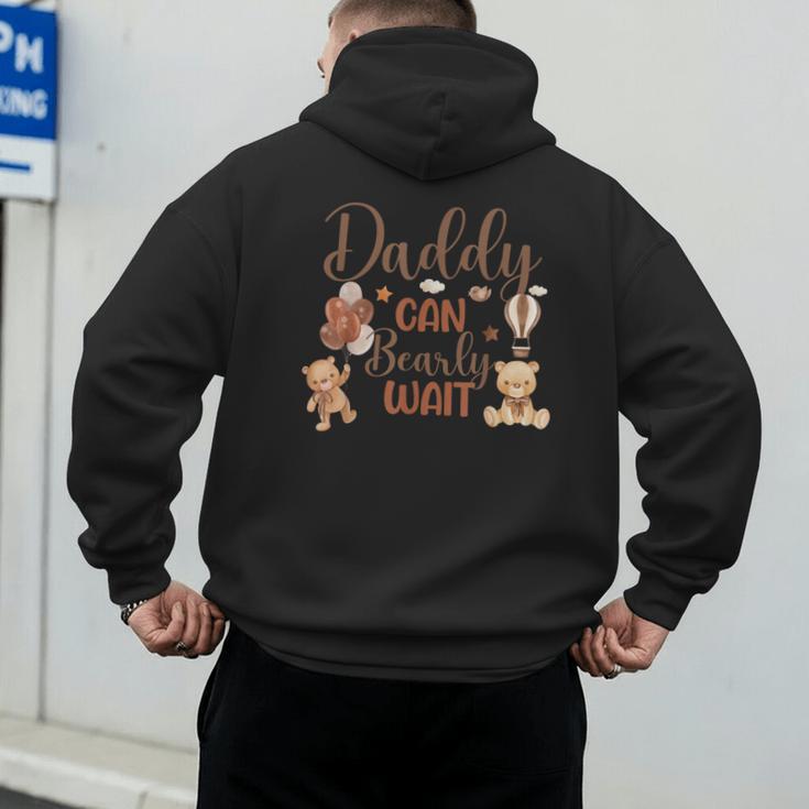 Daddy Can Bearly Wait Bear Gender Neutral Boy Baby Shower Men's Hoodie Back Print