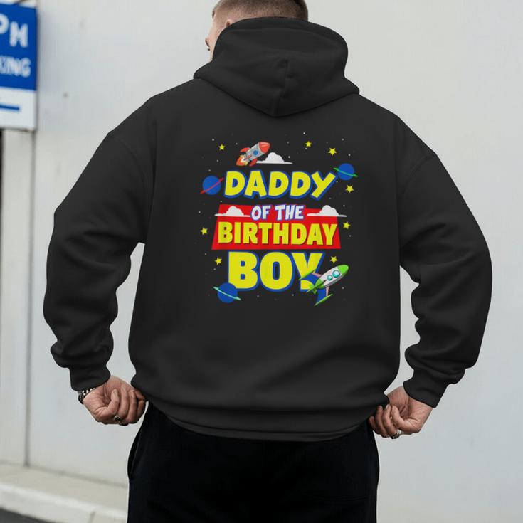Daddy Of The Birthday Astronaut Boy Outer Space Theme Party Men's Hoodie Back Print