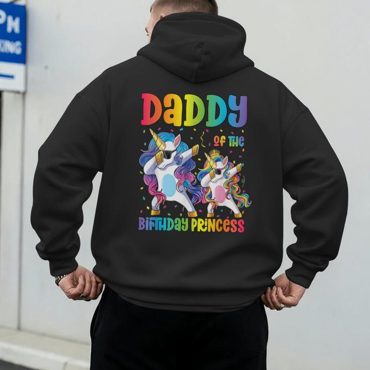 Daddy Of The Birthday Girl Dabbing Princess Unicorn Dad Men's Hoodie Back Print