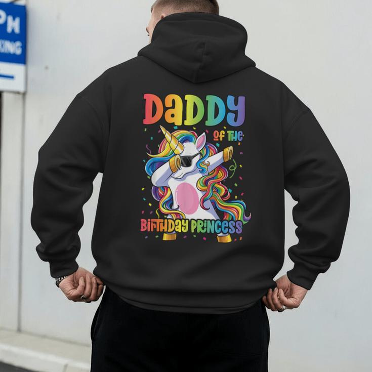 Daddy Of The Birthday Princess Girl Dabbing Unicorn Dad Men's Hoodie Back Print