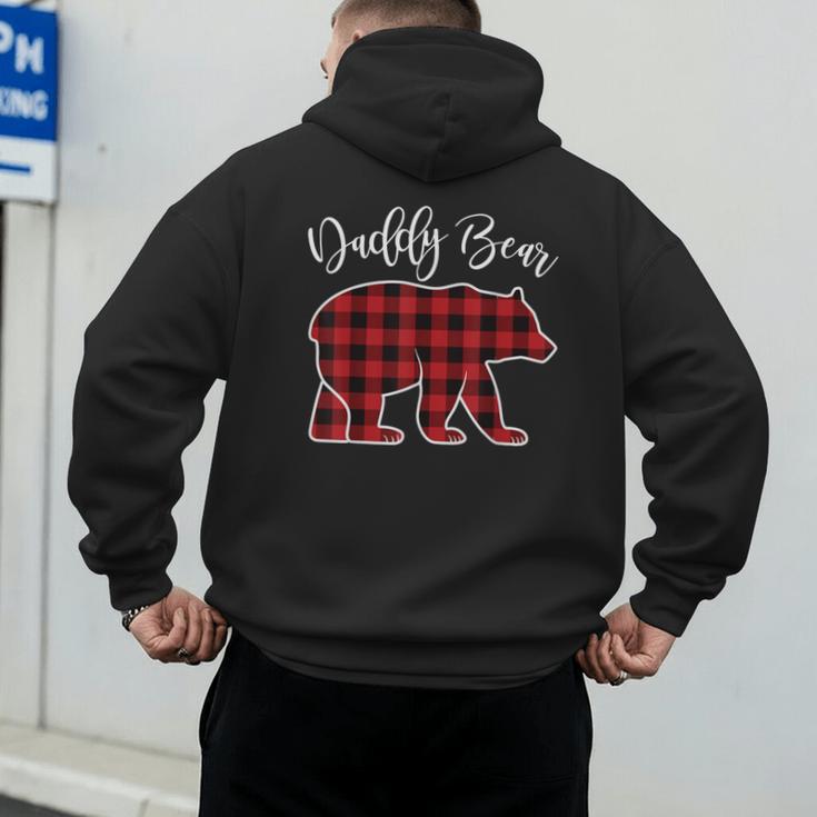 Daddy Dad Bear Pajama Red Buffalo Xmas Family Christmas Men's Hoodie Back Print