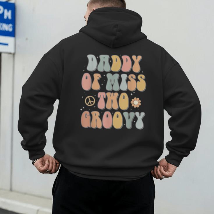 Daddy Dad Two Groovy Second Birthday Retro 2nd Bday Party Men's Hoodie Back Print