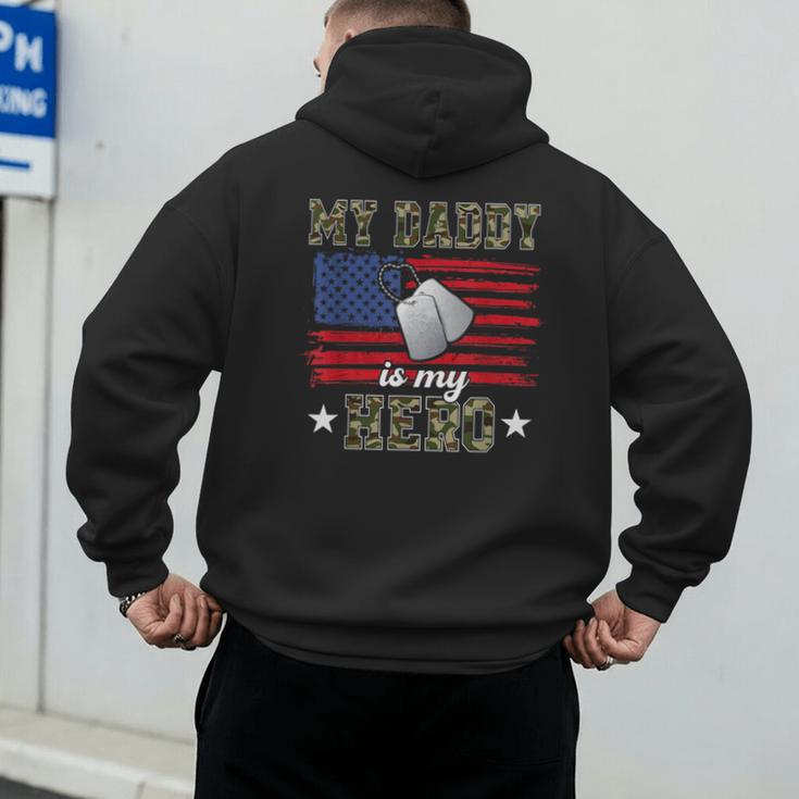 My Daddy Is My Hero Military Dad American Flag Army Proud Ar Men's Hoodie Back Print