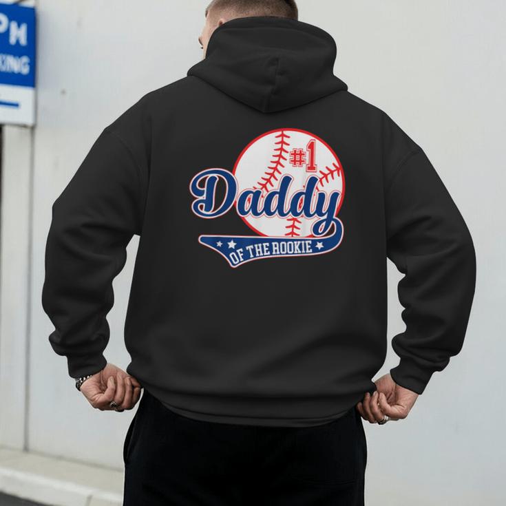 Daddy Of Rookie 1st Birthday Baseball Theme Matching Party Men's Hoodie Back Print Daddy Of Rookie 1st Birthday Baseball Theme Matching Party Men's Hoodie Back Print