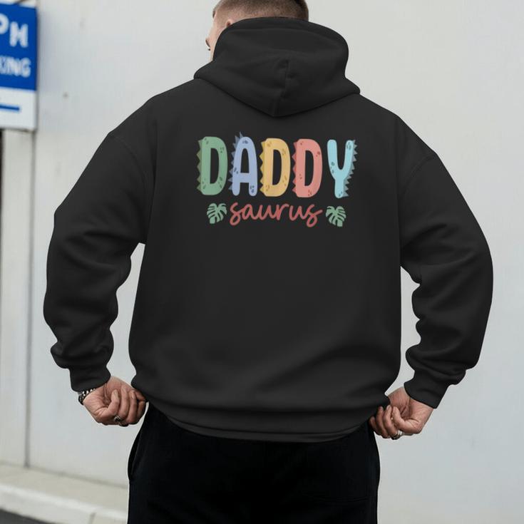 Daddy Saurus Dad Dinosaur Three Rex Birthday Boy Girl Family Men's Hoodie Back Print