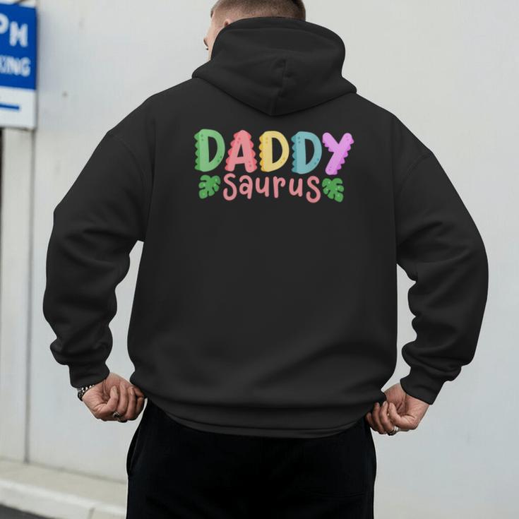 Daddy Saurus Kids Dinosaur Birthday Party Family Matching Men's Hoodie Back Print