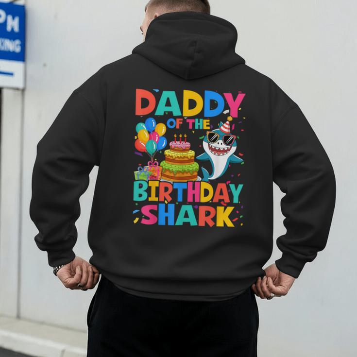Daddy Of The Shark Birthday Dad Matching Family Men's Hoodie Back Print