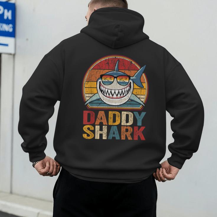 Daddy Shark Retro Shark Shirt Pajamas For Dad Dad Men's Hoodie Back Print
