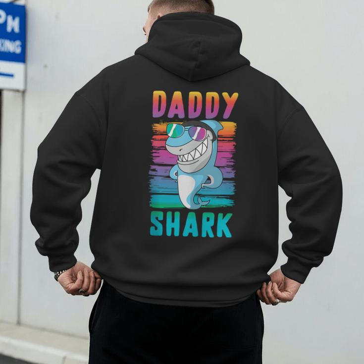 Daddy Shark Retro Vintage Dad Men's Hoodie Back Print