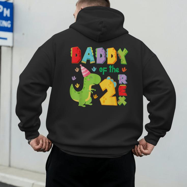 Daddy Of The Two Rex 2Nd Birthday Boy Dinosaur T-Rex Men's Hoodie Back Print