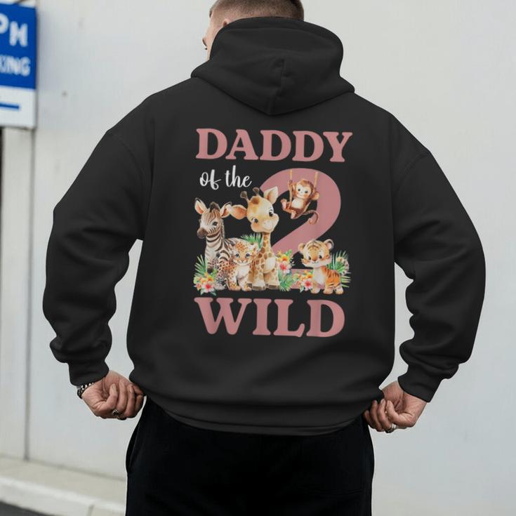 Daddy Of The Two Wild Zoo 2nd Birthday Safari Jungle Animal Men's Hoodie Back Print