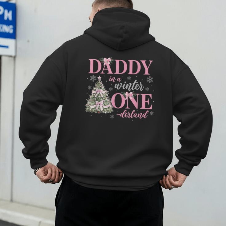Daddy In a Winter Onederland Birthday Girl Christmas Tree Men's Hoodie Back Print