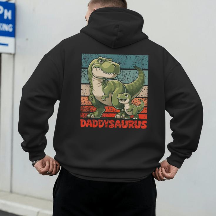 Daddysaurus Father's Day Best Dad T-Rex Papa Men's Hoodie Back Print