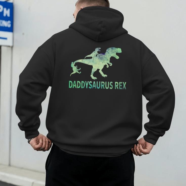 DaddysaurusRex Dinosaur Daddy Saurus Dad 2 Two Kids Dino Men's Hoodie Back Print