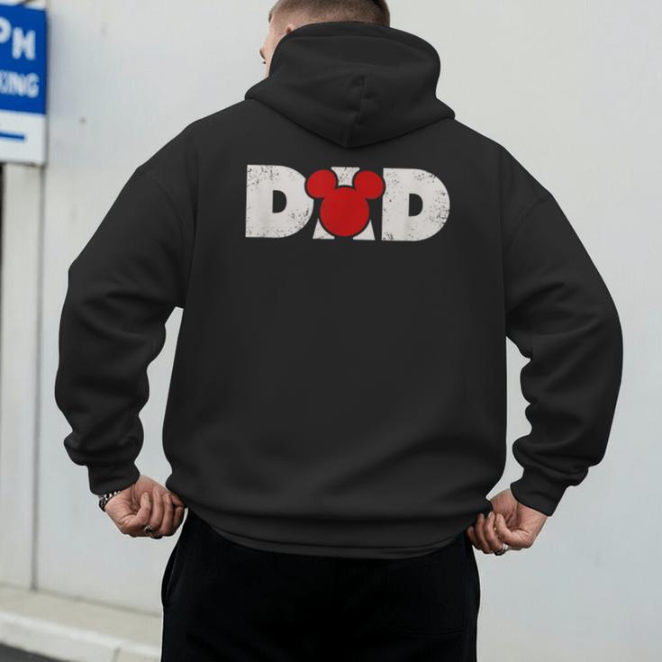 Disney Mickey And Friends Dad Mickey Distressed Text Logo Men's Hoodie Back Print