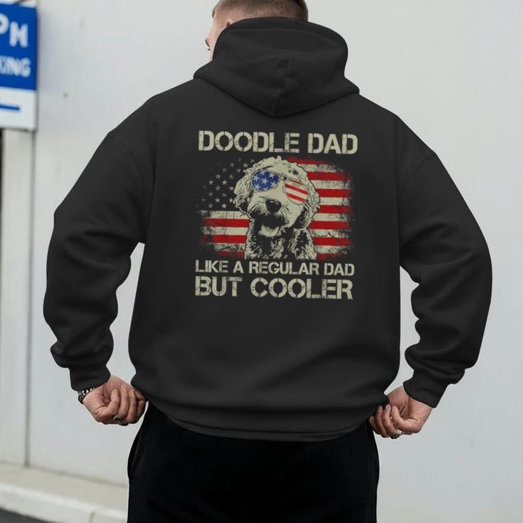 Doodle Dad Goldendoodle Regular Dad But Cooler American Flag Men's Hoodie Back Print
