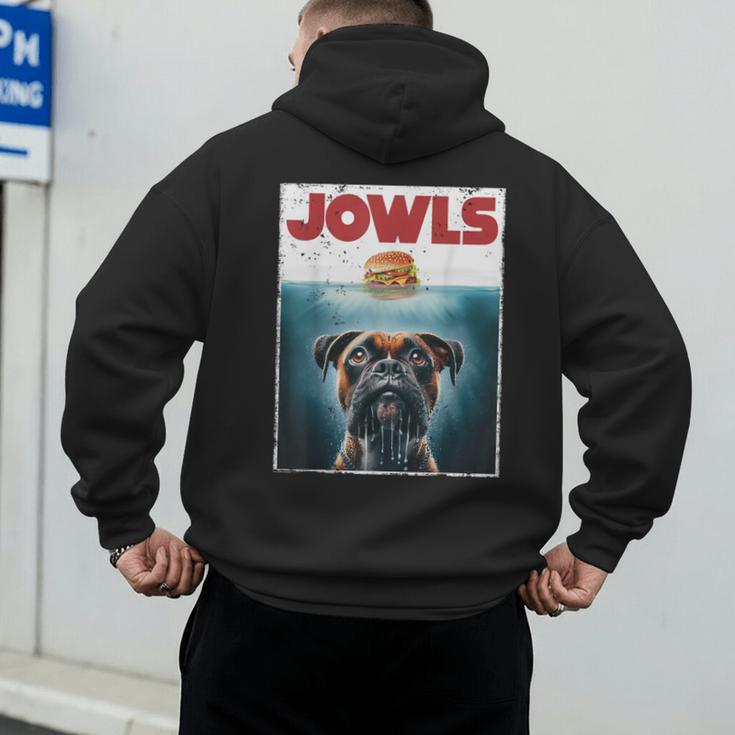 Drooling Boxer Jowls Fawn Dog Mom Dog Dad Burger Men's Hoodie Back Print