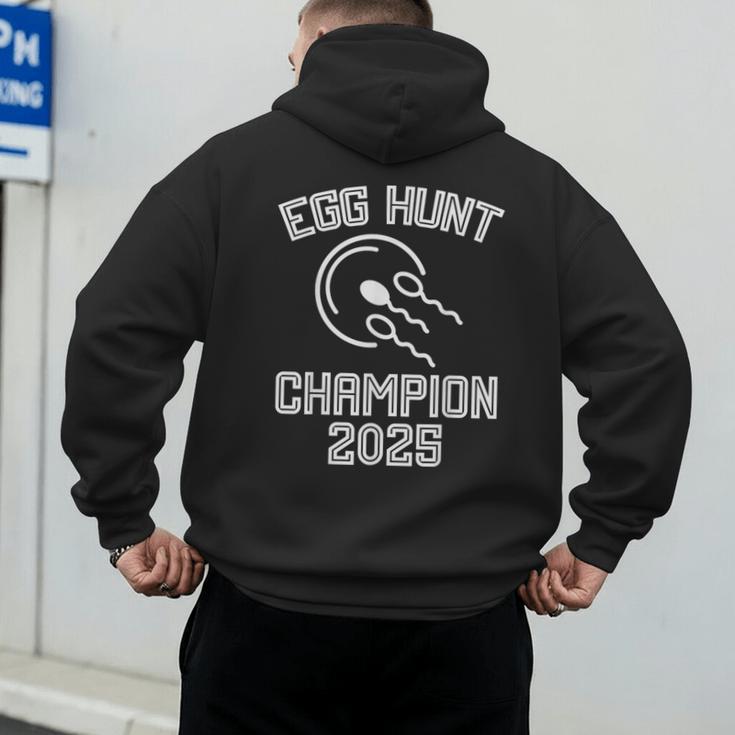 Egg Hunt Champion 2025 First Time Dad Pregnancy Reveal Men's Hoodie Back Print