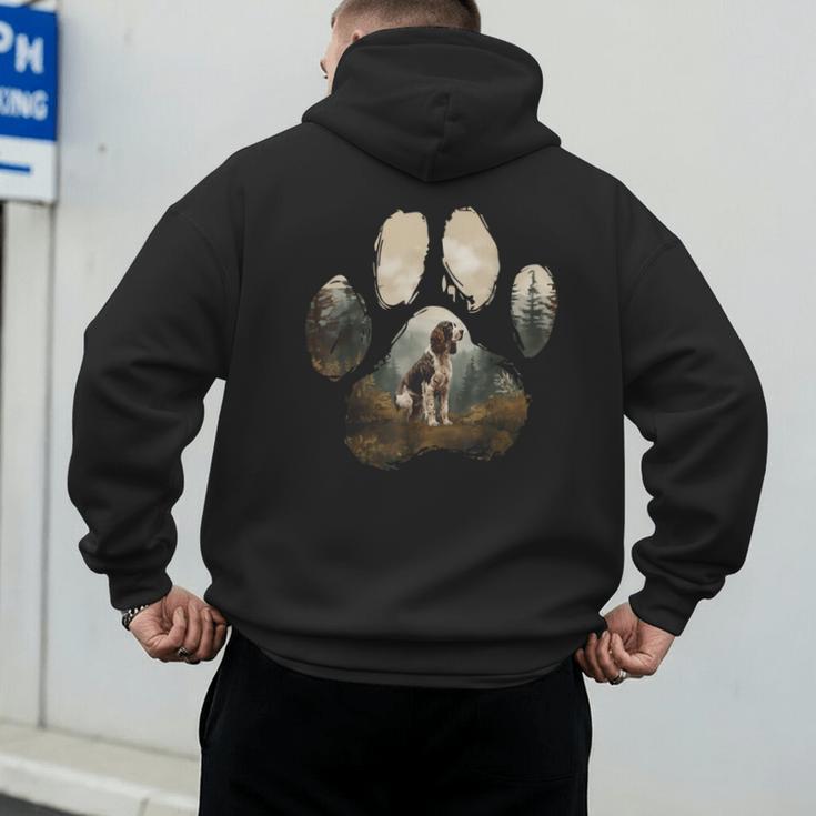 English Springer Spaniel Mountain Paw Dog Mom Dad Men's Hoodie Back Print