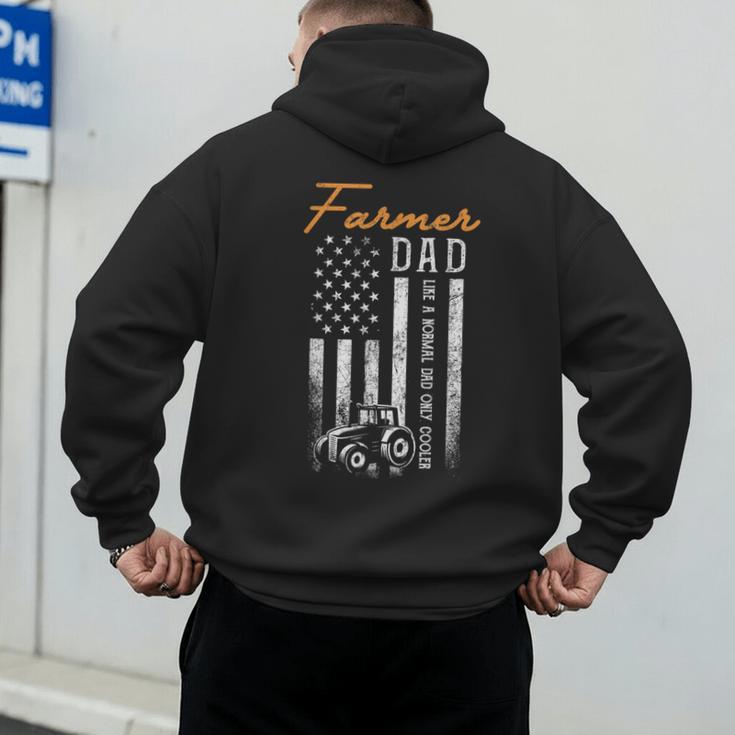 Farmer Dad Like A Normal Dad Only Cooler USA Flag Farming Men's Hoodie Back Print