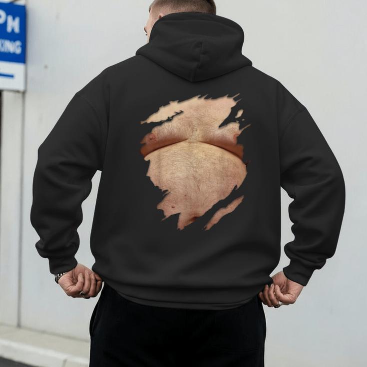Fat Hairy Guy Big Stomach & Man Boobs Fat Dad BOD Men's Hoodie Back Print Fat Hairy Guy Big Stomach & Man Boobs Fat Dad BOD Men's Hoodie Back Print