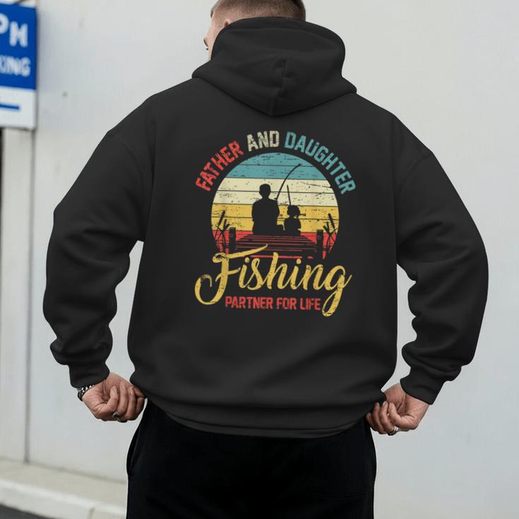 Father Daughter Fishing Partner For Life Retro Matching Dad Men's Hoodie Back Print