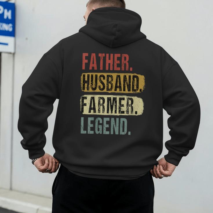 Father Husband Farmer Legend Vintage Dad Father's Day Men's Hoodie Back Print