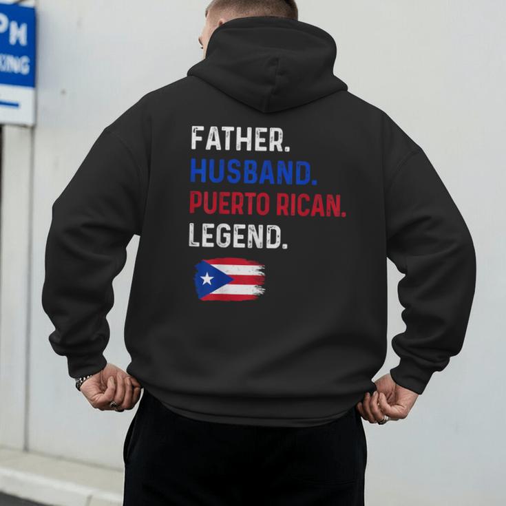 Father Husband Puerto Rican Legend Proud Dad Rico Flag Men's Hoodie Back Print