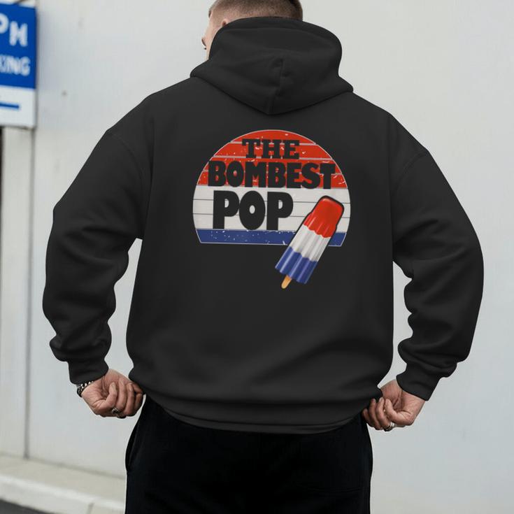 Fathers Day Shirt Cool Dad Bombest Pop Retro 80s Dad Men's Hoodie Back Print